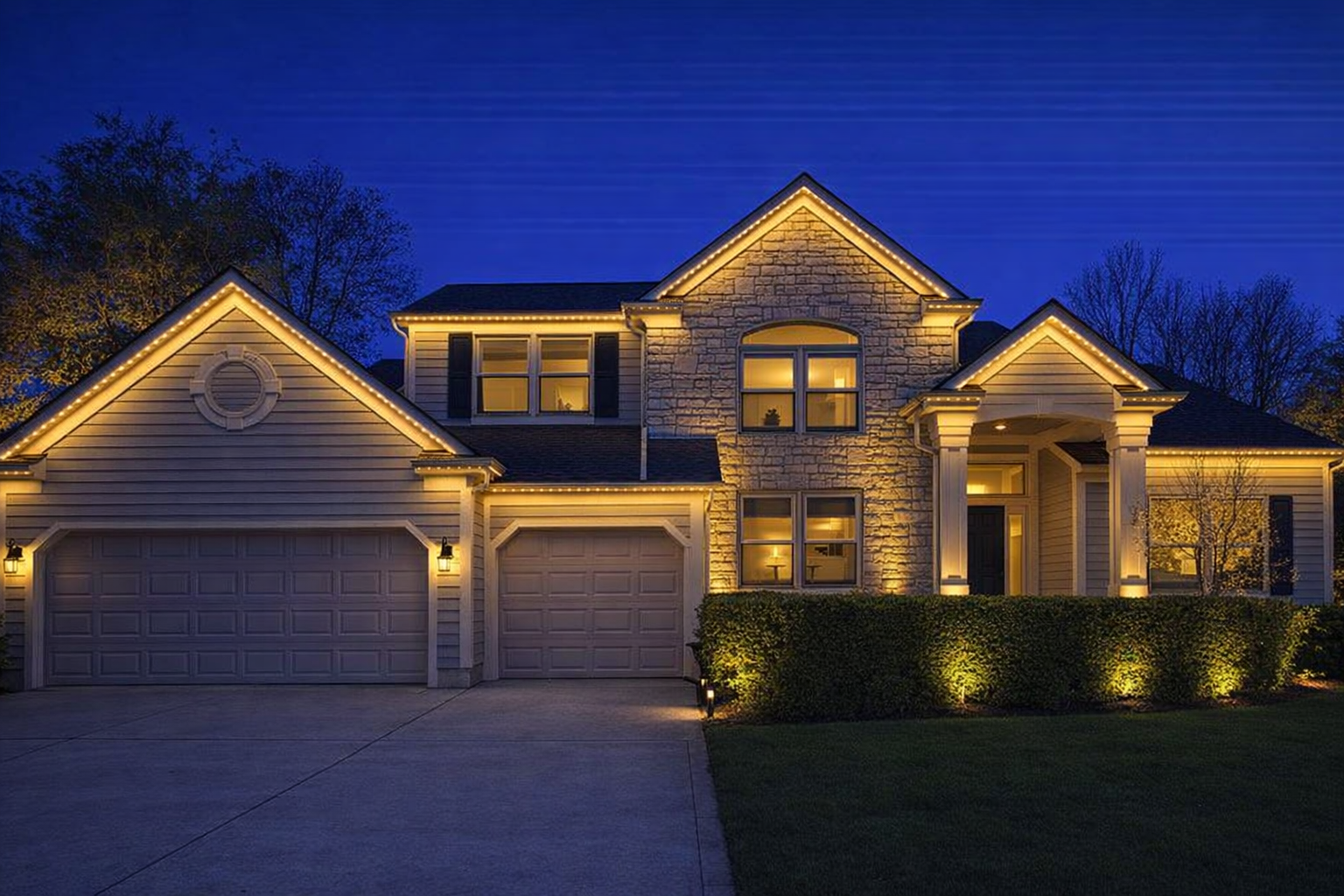 After: fully illuminated home<br />
